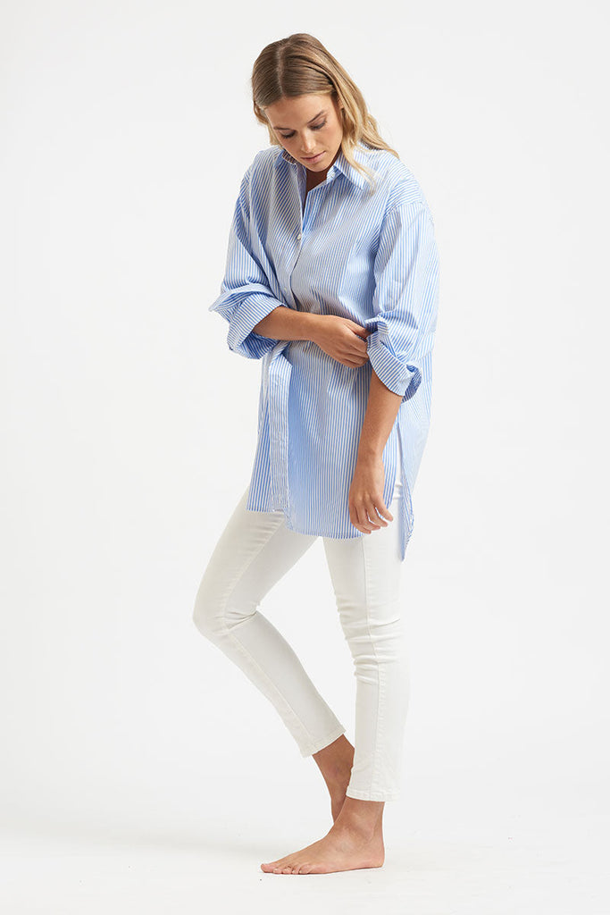 The Boyfriend Cotton Shirt - Blue Stripe | Shirty  