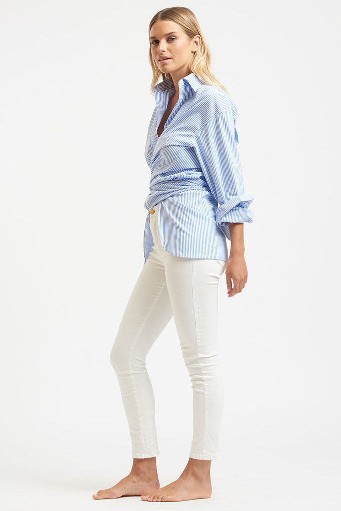 The Boyfriend Cotton Shirt - Blue Stripe | Shirty  