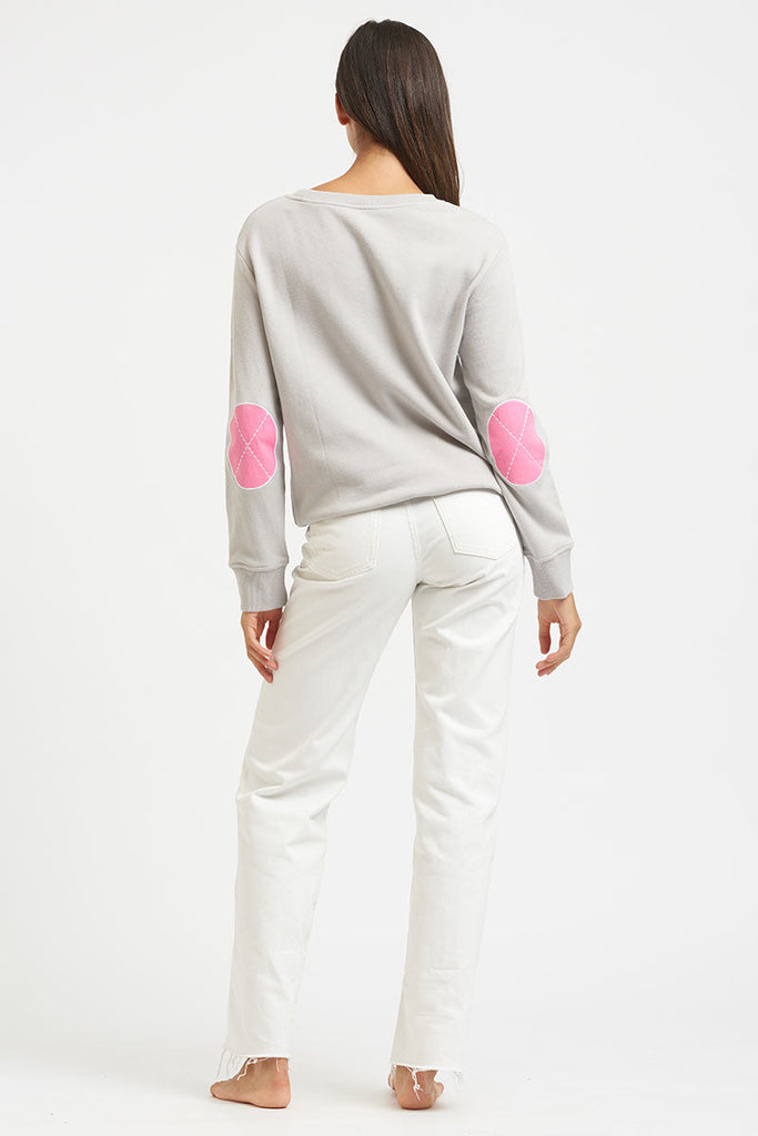 Classic Cotton Sweatshirt- French Grey/Hot Pink | EST 1971