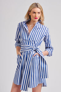 The Classic Cotton Shirtdress - Blue/White Stripe