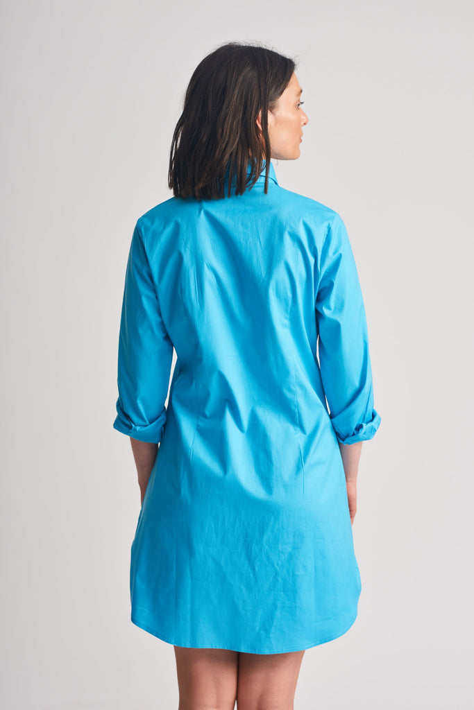 The Cotton Ruffle Shirt Dress - Turquoise | Shirty Style Clothing