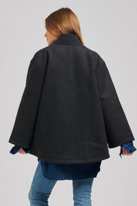 The Allegra Relaxed Wool Blend Jacket - Charcoal