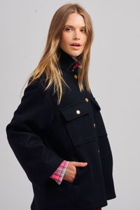 The Allegra Relaxed Wool Blend Jacket - French Navy