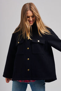 The Allegra Relaxed Wool Blend Jacket - French Navy
