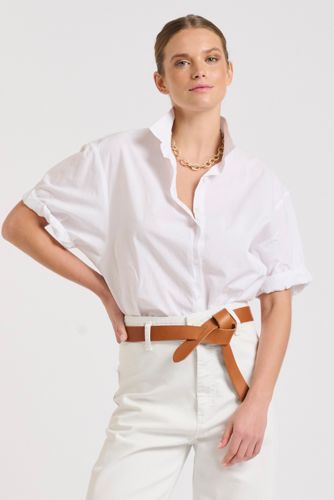 The Annie Relaxed Short Sleeve Shirt - White
