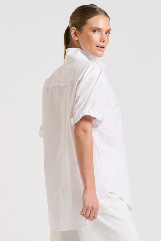 The Annie Relaxed Short Sleeve Shirt - White