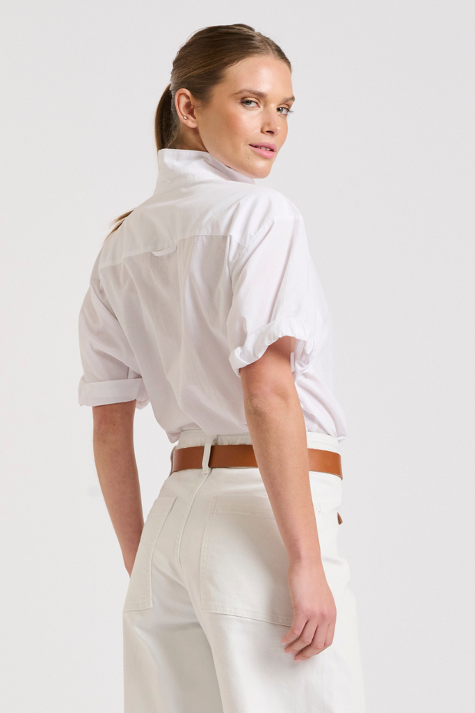 The Annie Relaxed Short Sleeve Shirt - White