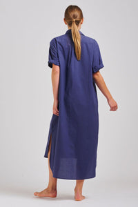 The Annie Relaxed Short Sleeve Shirtdress - Navy
