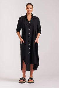 The Anouk Short Sleeve Shirtdress - Black