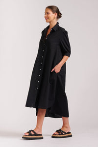 The Anouk Short Sleeve Shirtdress - Black