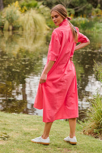 The Anouk Short Sleeve Shirtdress - Watermelon