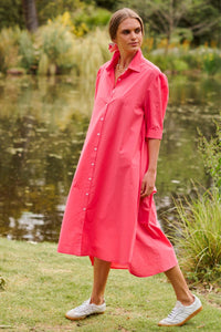 The Anouk Short Sleeve Shirtdress - Watermelon