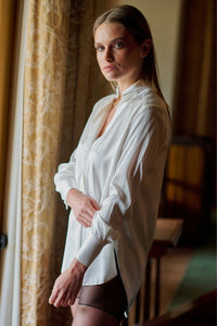 The Aviva Popover Silk Shirt - Ivory