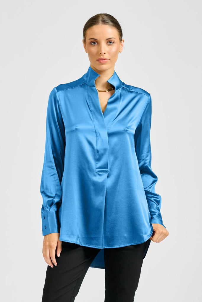 The Aviva Popover Shirt - Azure Blue