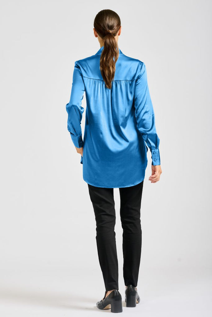 The Aviva Popover Shirt - Azure Blue