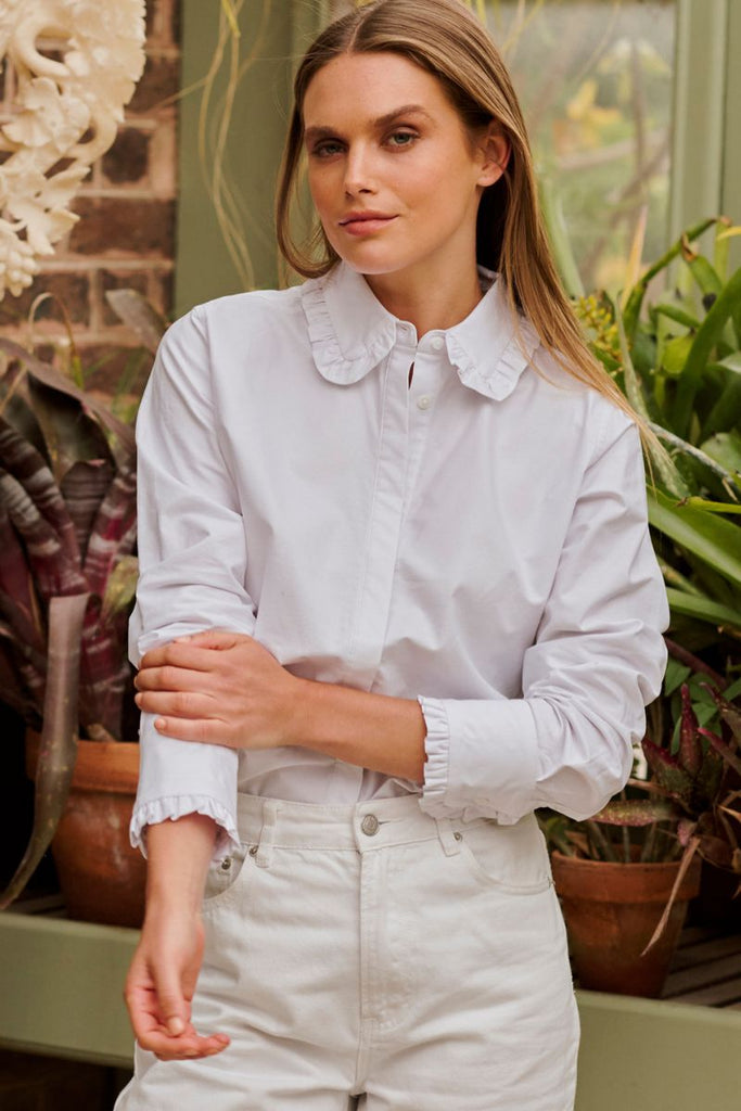 The Babette Classic Shirt Frill - White