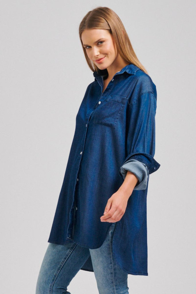 The Boyfriend Oversized Shirt - Dark Denim