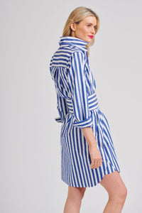 The Classic Shirt Dress - Blue/White Stripe