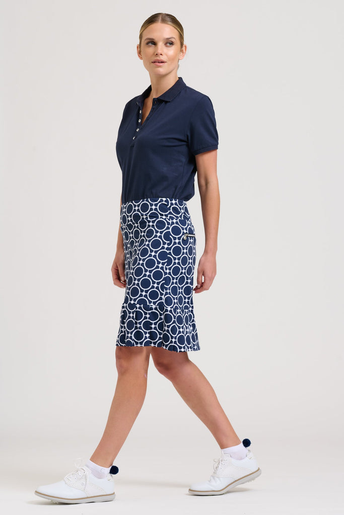 Club Barwon Skort Long - Circle French Navy/White