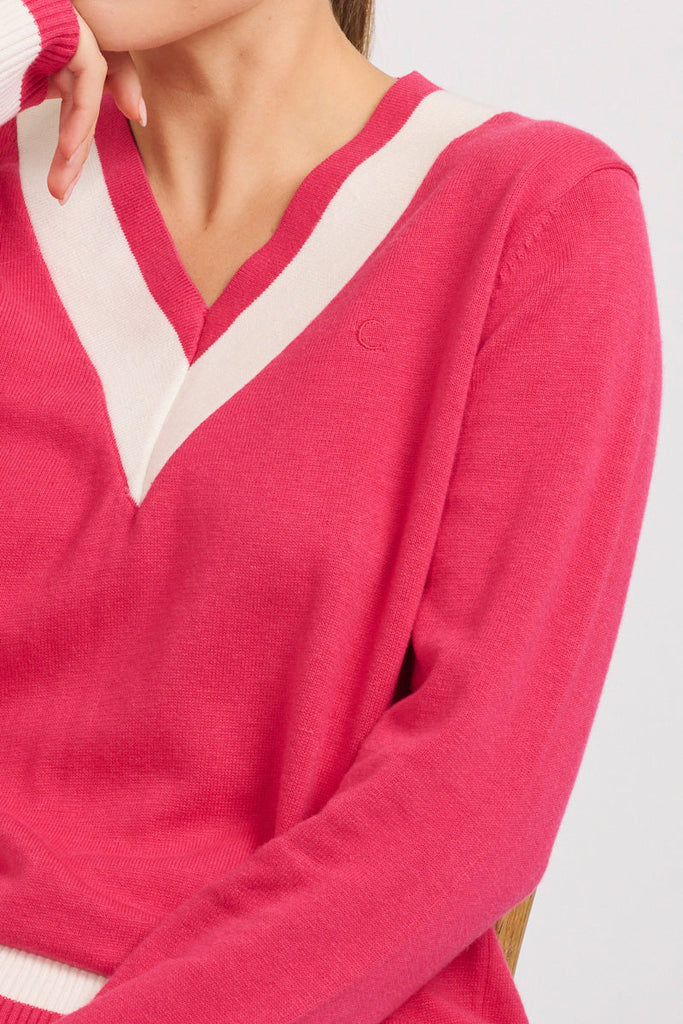 Berkshire Sweater - Raspberry/Club White