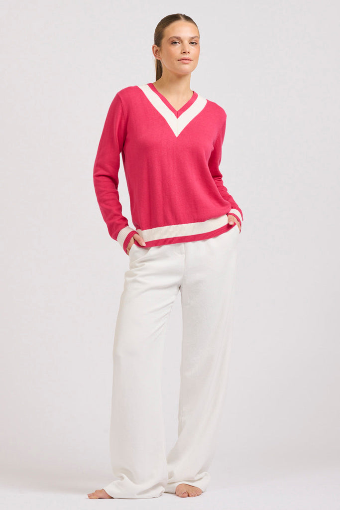 Berkshire Sweater - Raspberry/Club White