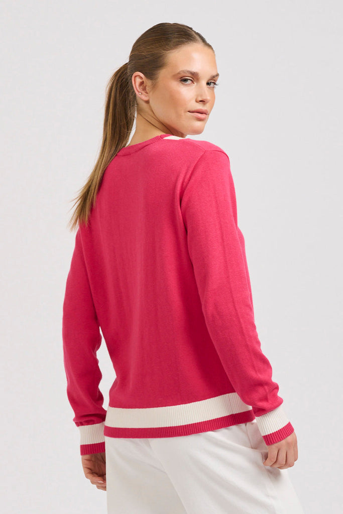 Berkshire Sweater - Raspberry/Club White