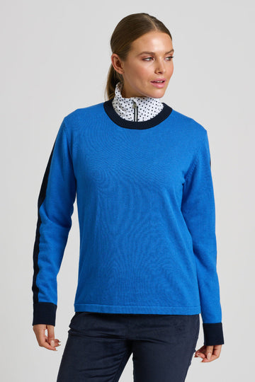 Club The Highlands Sweater - Cobalt Blue / French Navy Trim