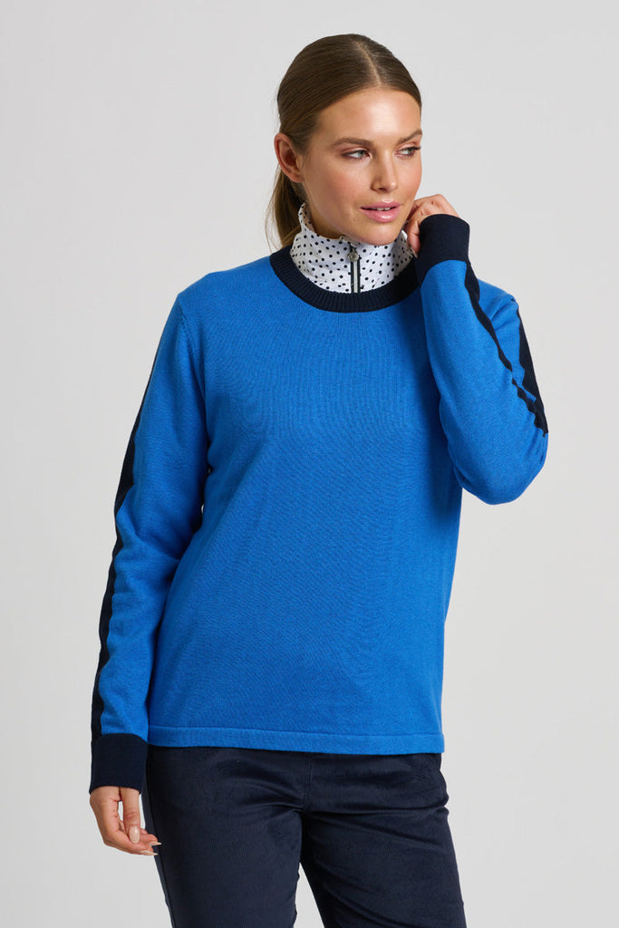 Club The Highlands Sweater - Cobalt Blue / French Navy Trim