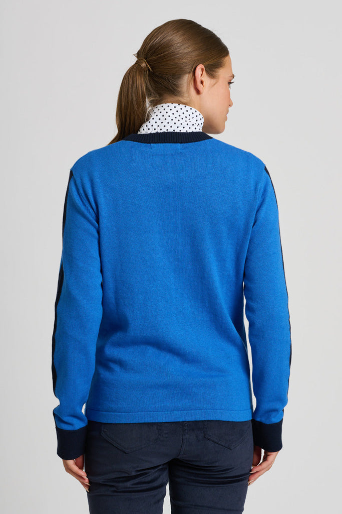 Club The Highlands Sweater - Cobalt Blue / French Navy Trim
