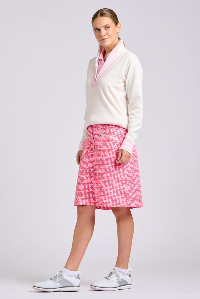 Club The Sawgrass Cashmere Cotton Sweater - Club White / Ballet Pink Trim