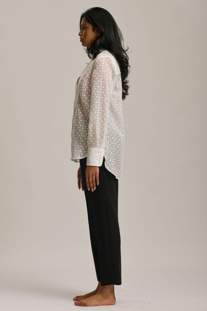 The Elle Dinner Shirt Dot - White