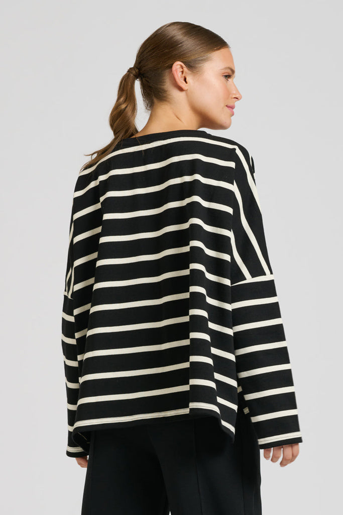 EST 1971 Breton Cotton Long Sleeve Top - Black & White