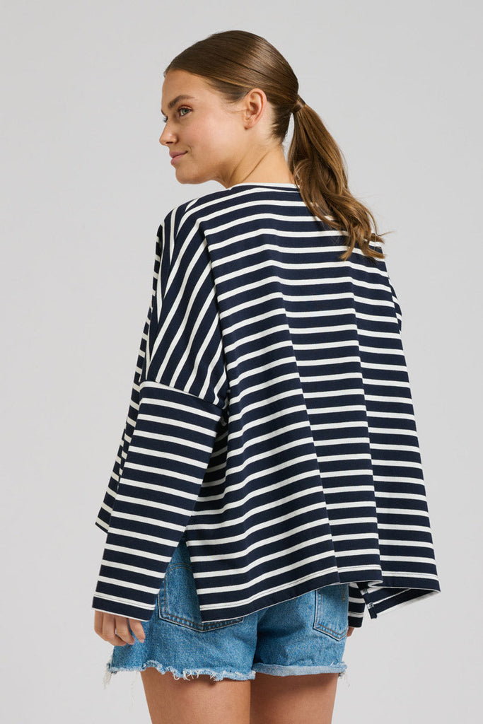 EST 1971 Breton Cotton Long Sleeve Top - French Navy & White