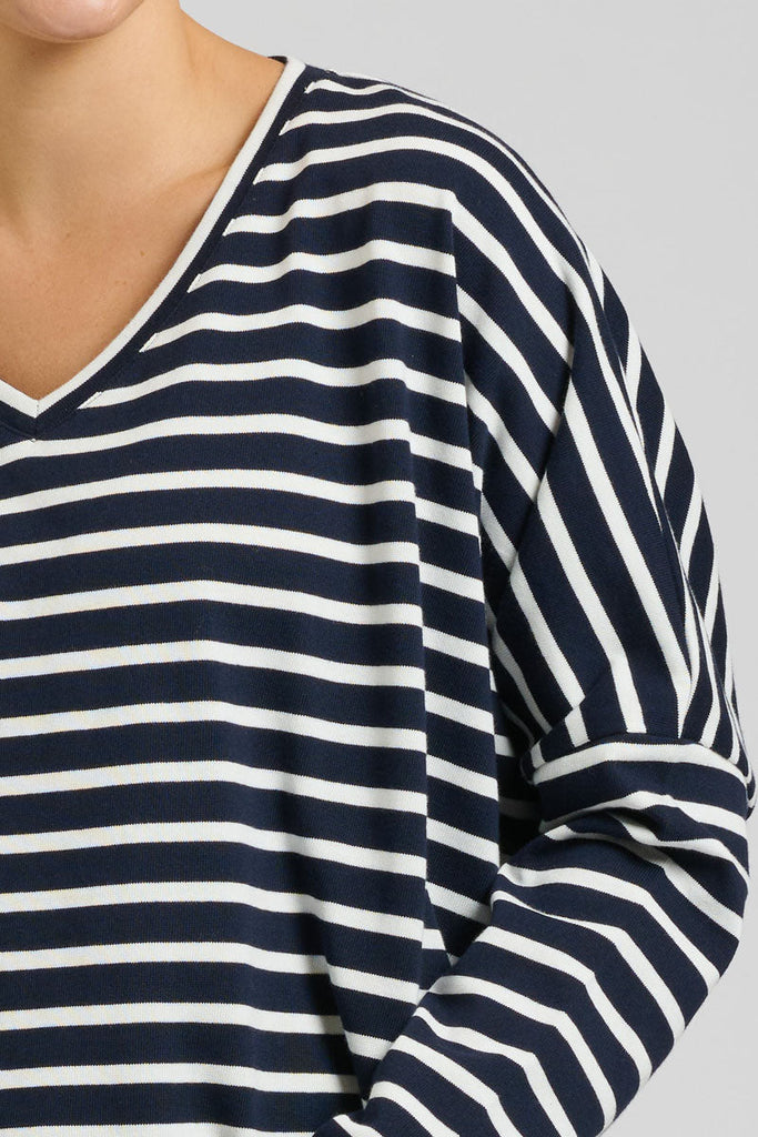EST 1971 Breton Cotton Long Sleeve Top - French Navy & White