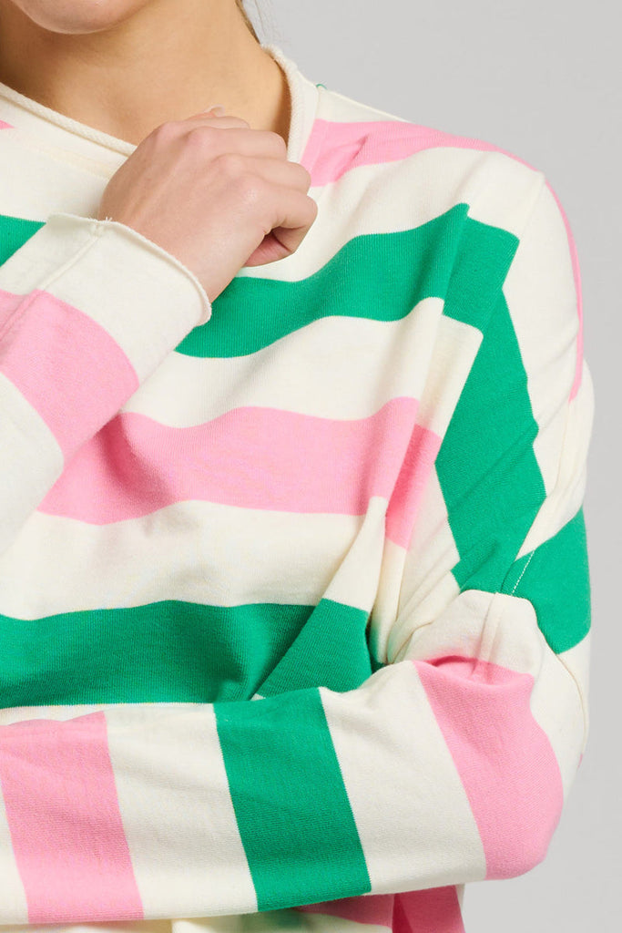 EST 1971 Raw Long Sleeve Sweatshirt - Pink & Green Stripe