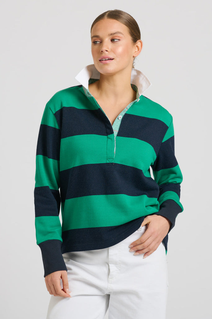 EST 1971 Rugby Cotton Sweatshirt - Navy & Green