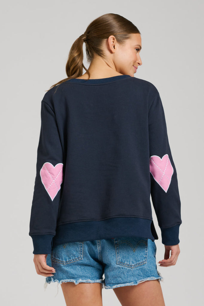 EST 1971 Zipside Classic Cotton Sweatshirt - French Navy Hearts