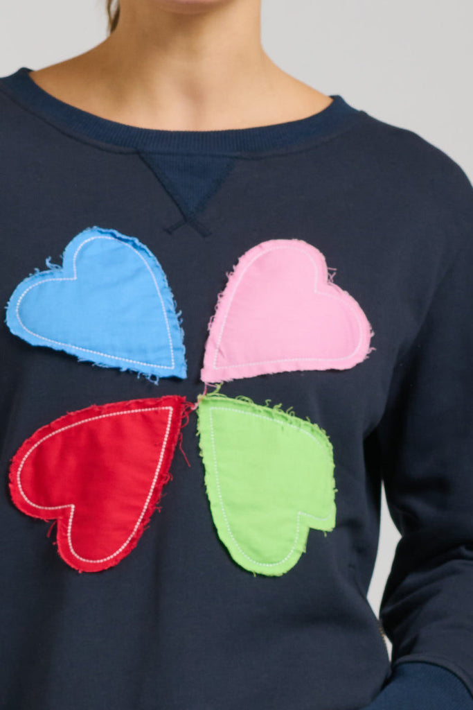 EST 1971 Zipside Classic Cotton Sweatshirt - French Navy Hearts