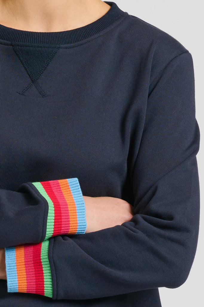 EST 1971 Zipside Classic Cotton Sweatshirt - French Navy Rainbow
