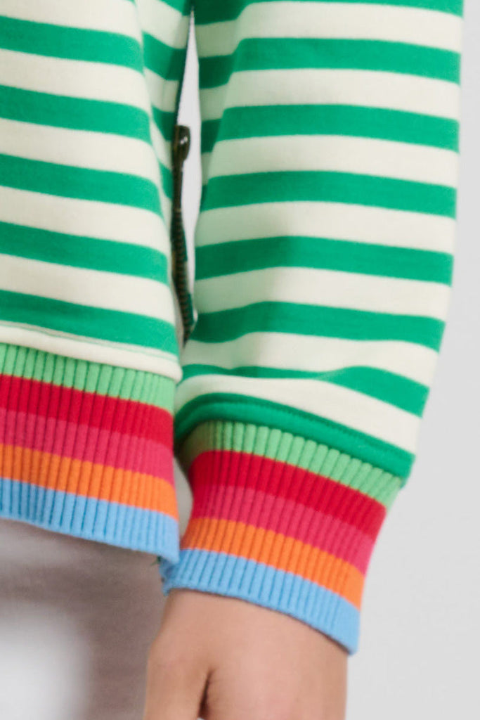 EST 1971 Zipside Classic Cotton Sweatshirt - Green Stripe/Rainbow