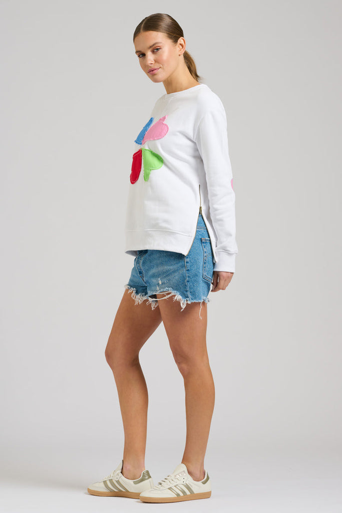 EST 1971 Zipside Classic Cotton Sweatshirt - White Hearts