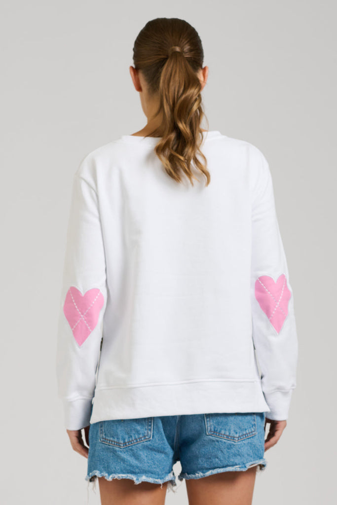 EST 1971 Zipside Classic Cotton Sweatshirt - White Hearts