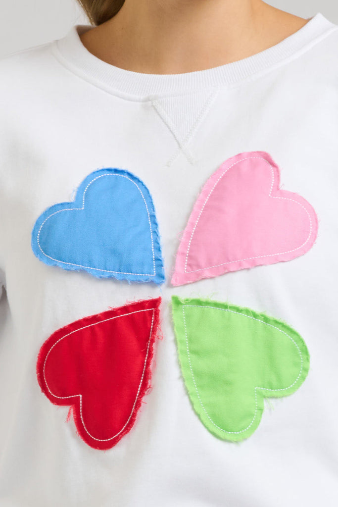 EST 1971 Zipside Classic Cotton Sweatshirt - White Hearts