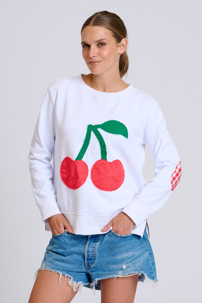 EST Classic Zipside Cherries Sweatshirt - White