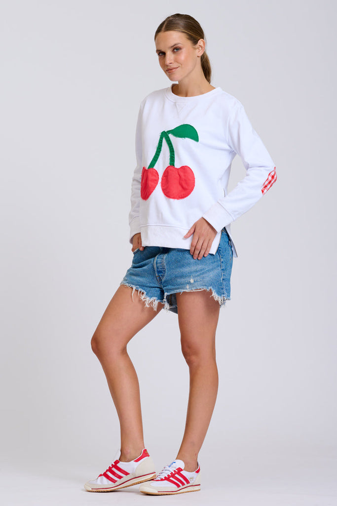 EST Classic Zipside Cherries Sweatshirt - White