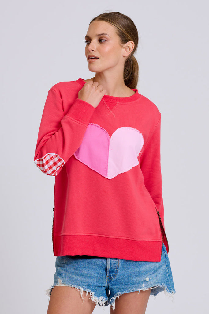 EST Classic Zipside Sweatshirt Heart - Nantucket Red Combo