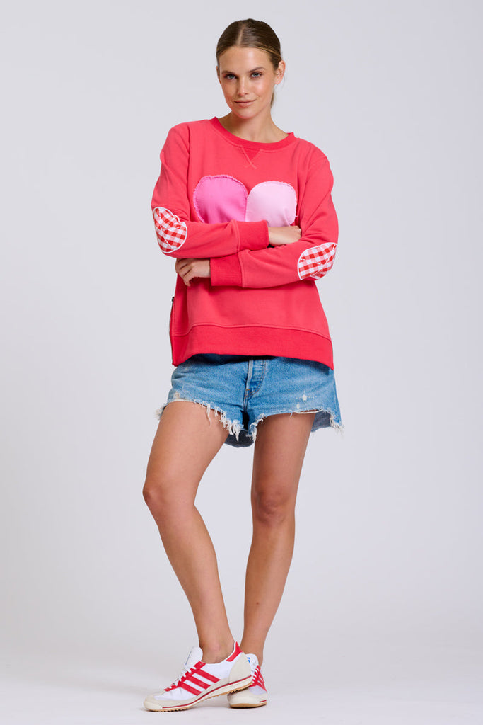 EST Classic Zipside Sweatshirt Heart - Nantucket Red Combo