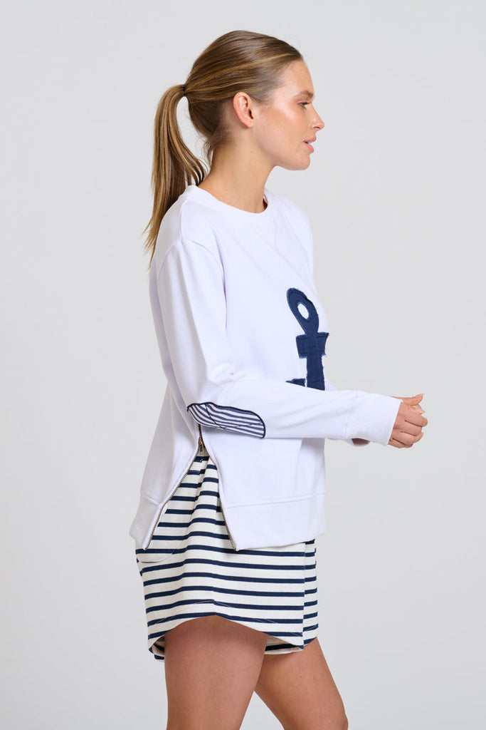 EST Classic Zipside Sweatshirt Nautical - White/Navy