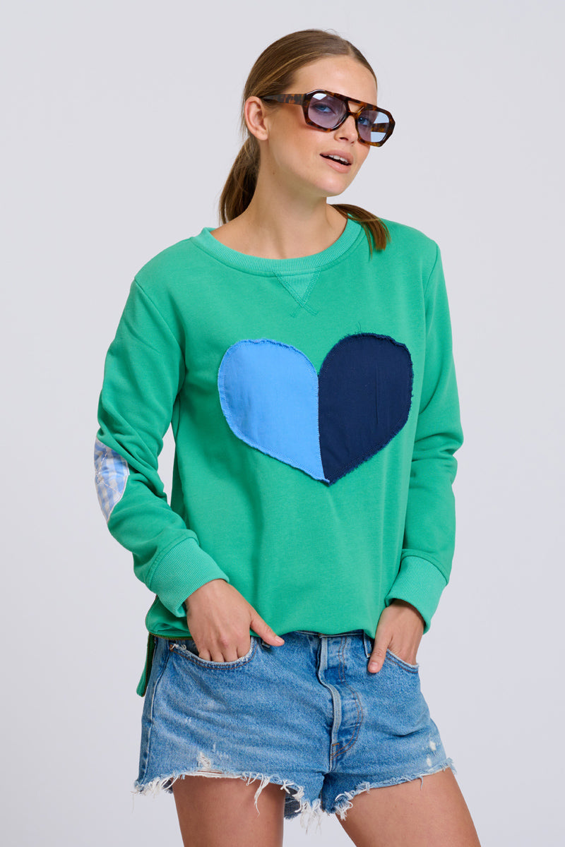 Classic Zipside Sweatshirt Heart Pea Green Combo – shirty