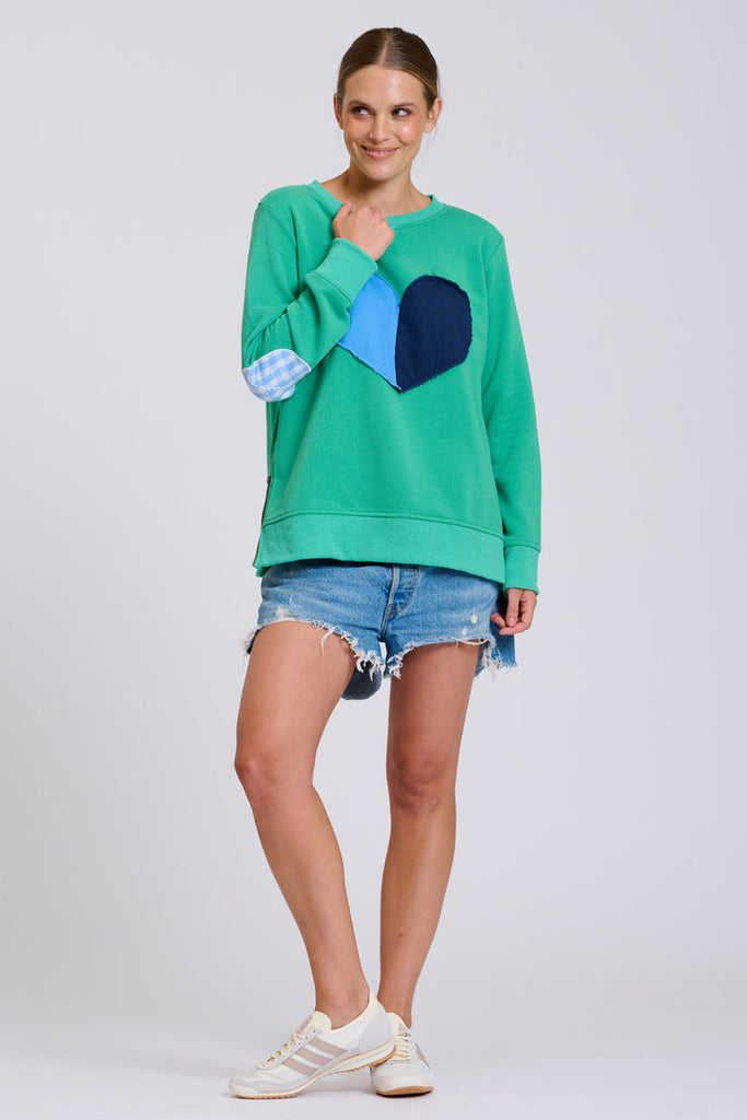 EST Classic Zipside Sweatshirt Heart - Pea Green Combo